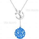 Monogram Necklace Anchor Hand Made Custom Turquoise Initials Personalized H Love Jewelry Acrylic