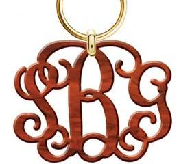 Monogram Acrylic Keychain Tortoise Shell Gold Tone Ring