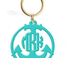 Monogram Keychain Anchor Turquoise Acrylic