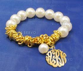 Monogram Bracelet Hand Made Custom Gold Mirror Initials Personalized K Love Jewelry Acrylic Bracelet Earrings Keychains