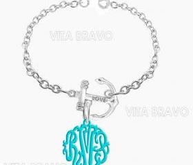 Monogram Bracelet Hand Made Custom Turquoise Initials Personalized K Love Jewelry Acrylic Bracelet Earrings Keychains