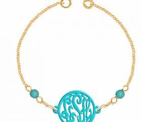 Monogram Bracelet Acrylic Turquoise