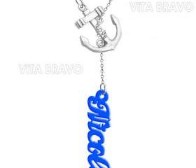 Name Necklace Anchor Hand Made Custom Initials Personalized H Love Jewelry Acrylic