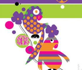 Monogram Card, Personalized, Single Side, Hand Painted, Birthday, Valentines, Party, Invitation, Gift, Holliday, Occasion