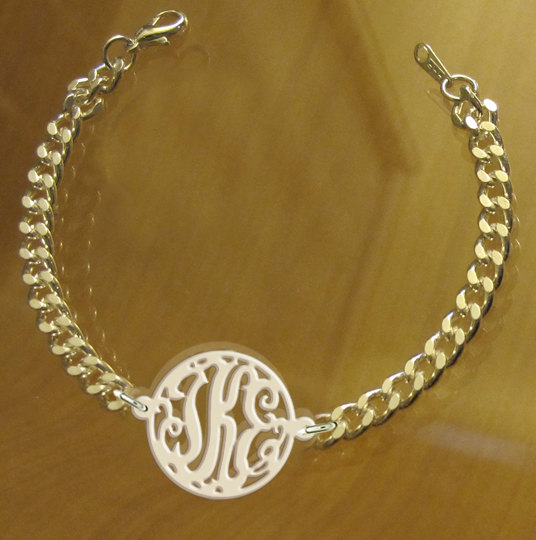 Monogram Bracelet Acrylic White Gold Plated Chain on Luulla
